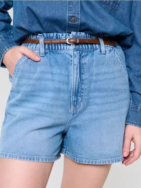 Джинсові шорти paperbag з синій