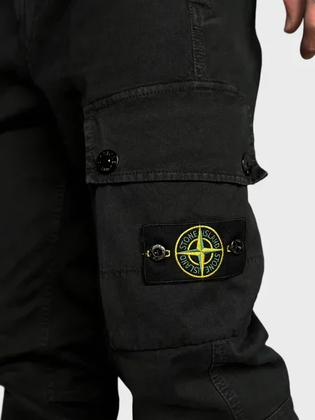 Брюки карго Stone Island с камнями черные