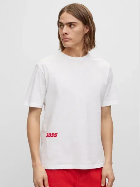 BOSS ORANGE Tricou TEESEVENFLASH | Relaxed fit alb