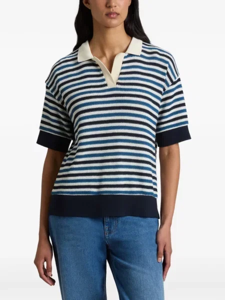 Tricou Woolrich cu dungi tricotate albastru
