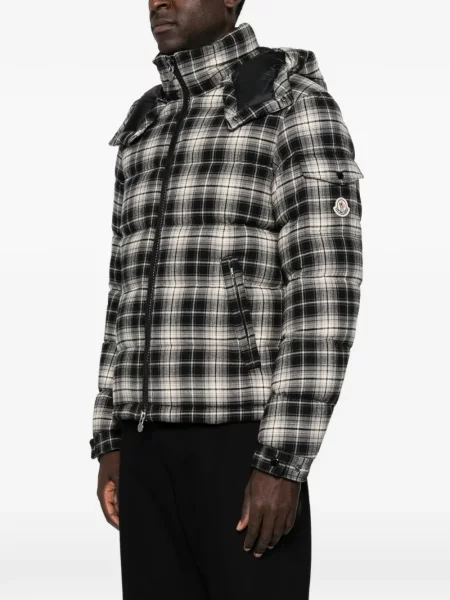 Geacă Moncler în carouri de flanelă albastru