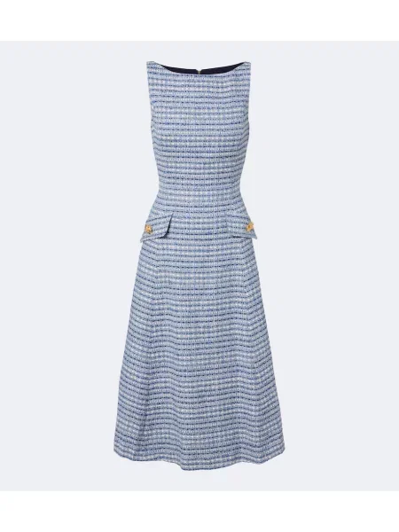 Rochie midi Carolina Herrera din tweed albastru