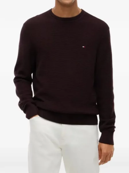Pulover Tommy Hilfiger cu autograf maro