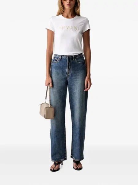Scurt tricou Armani Exchange cu imagine alb