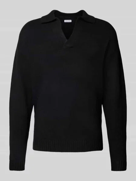 Sweter z dzianiny z dekoltem w serek model ‘SOHO’ Jack & Jones czarny