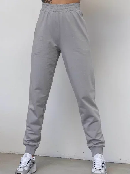 Брюки с высокой посадкой сірі