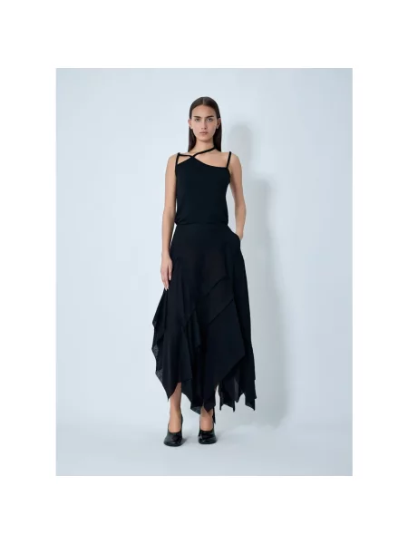 Spódnica midi Yohji Yamamoto wełniana czarna