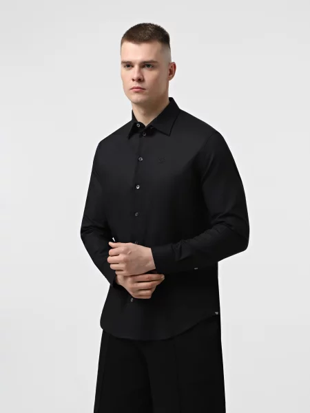 Сорочка Emporio Armani льон/бавовна чорний