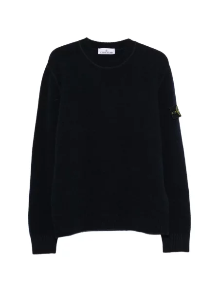 Pulover Stone Island cu decolteu rotund cu strasuri albastru