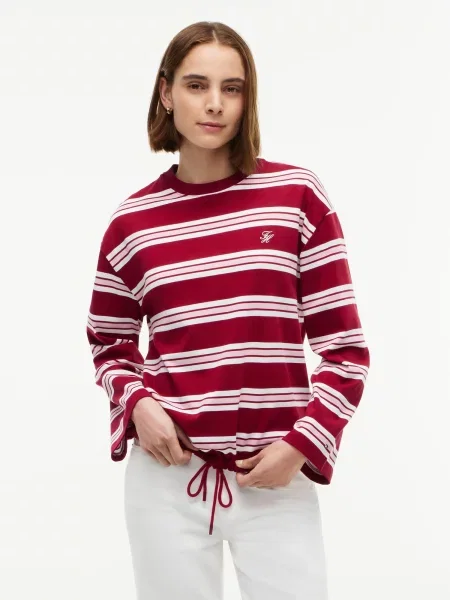 TOMMY HILFIGER Tričko púdrová / bordová biela