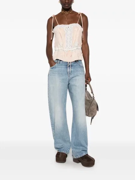 Top Chloé cu model floral din jacard roz