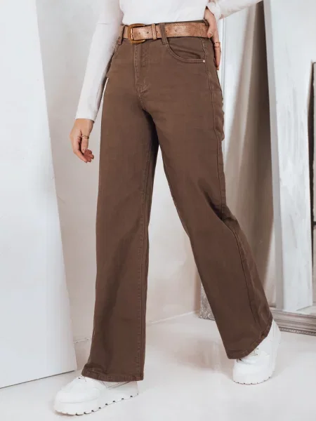 Jeansy wide leg Dstreet brązowe