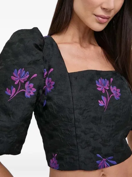 Top Custommade cu model floral negru
