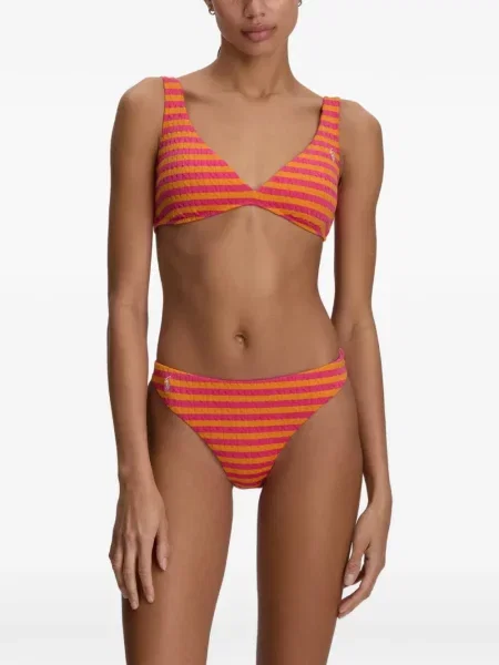 Costum de baie Polo Ralph Lauren în carouri cu decolteu în V galben