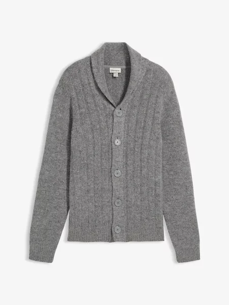 Sweter rozpinany w prążkowany wzór szary