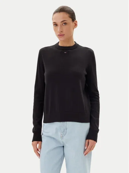 Tommy Jeans Pulover Essential negru