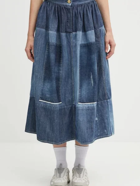Traper suknja Visvim ss elevation skirt p.w. midi širi se prema dolje plava