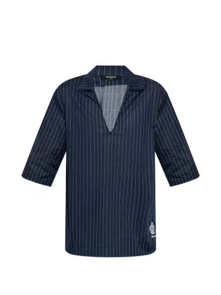 Dungat subțire tricou Balmain cu decolteu în V albastru