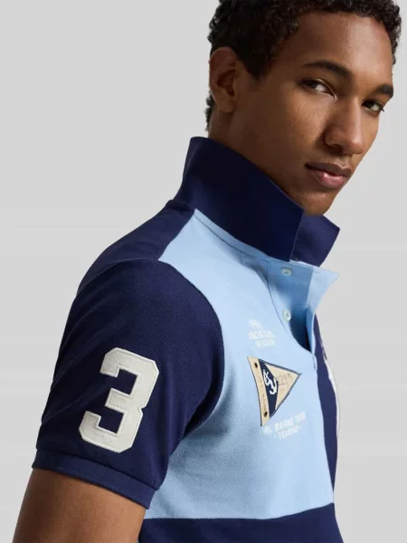 Koszulka polo o kroju regular fit z czystej bawełny z haftami Polo Ralph Lauren granatowa
