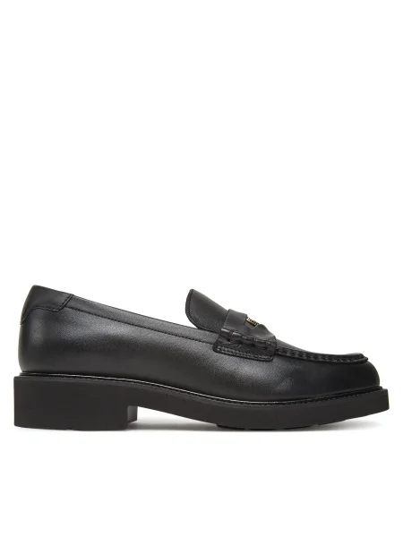 Tommy Hilfiger mocasini de piele CREST SQUARISH TOE PENNY LOAFER negru