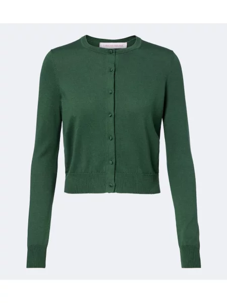 Cardigan Carolina Herrera de mătase verde