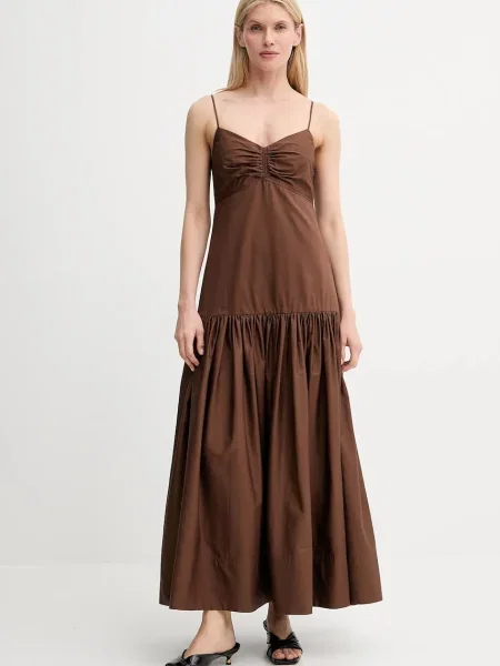 A.L.C. rochie Harper maxi evazați maro