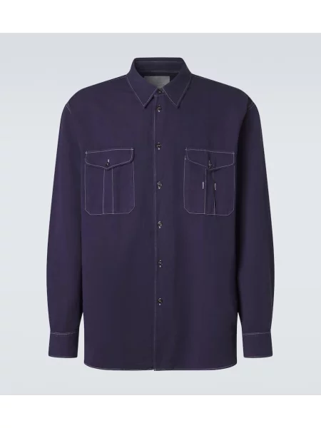 Lněná košile Studio Nicholson modrá