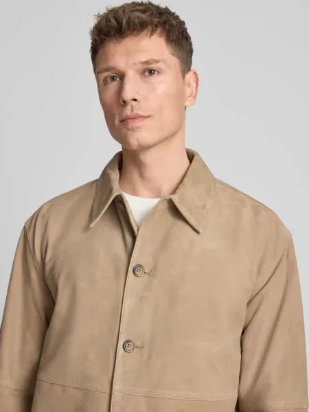 Kurtka skórzana krój regular fit z wykładanym kołnierzem model RORY' Selected Homme