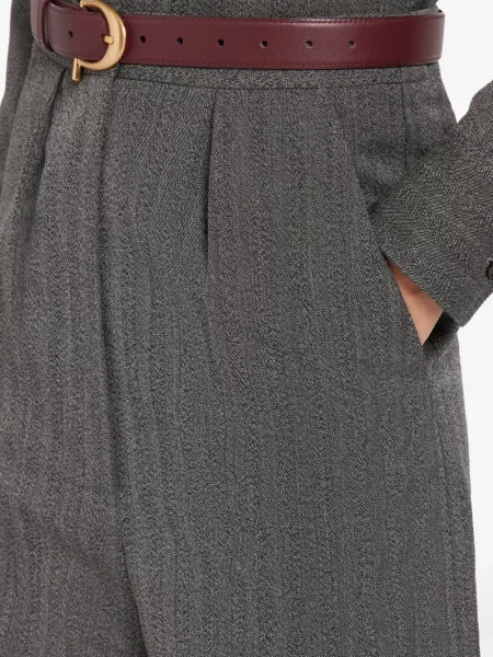 Pantaloni Ports 1961 cu model herringbone plisate gri