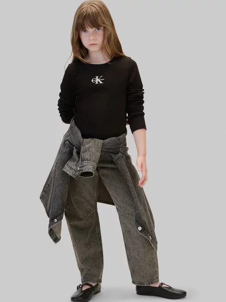 Calvin Klein Jeans блуза с дълги ръкави за деца от с черно