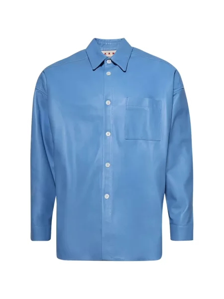 Kožená košile Marni modrá
