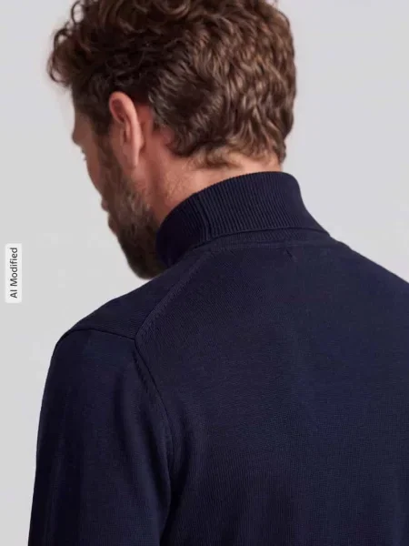 Sweter z golfem o kroju regular fit z czystej wełny model MIKO' Jake*s Studio Men granatowy