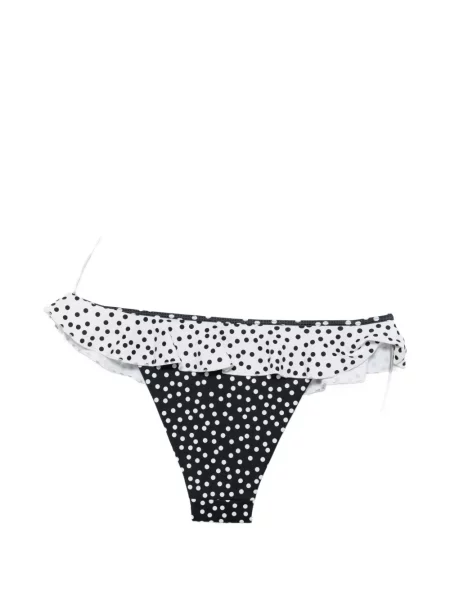 Bikini Leslie Amon cu buline cu volane negru