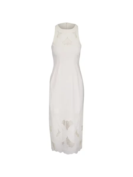 Rochie Veronica Beard cu broderie fără mâneci alb