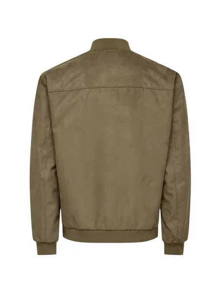 Geacă bomber Only & Sons din piele de căprioară verde