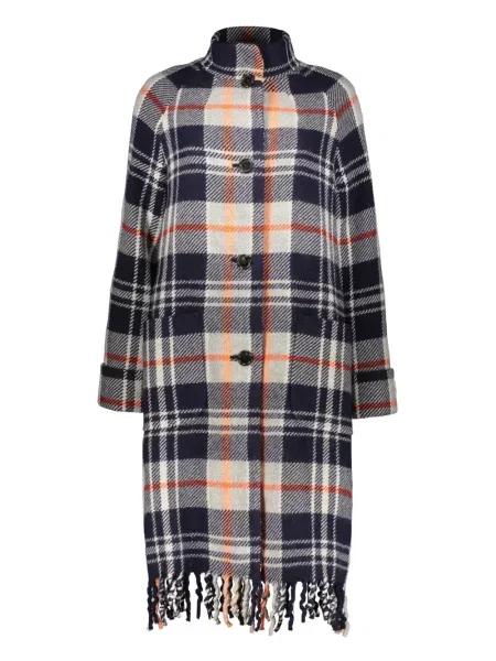Palton Kenzo de lână în carouri albastru