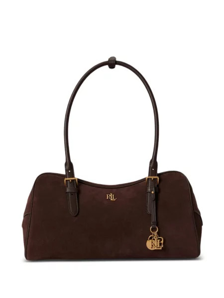 Szarvasbőr kézitáska Lauren Ralph Lauren barna