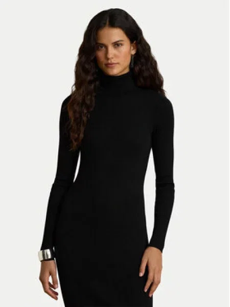LAUREN RALPH LAUREN Pletena obleka črna