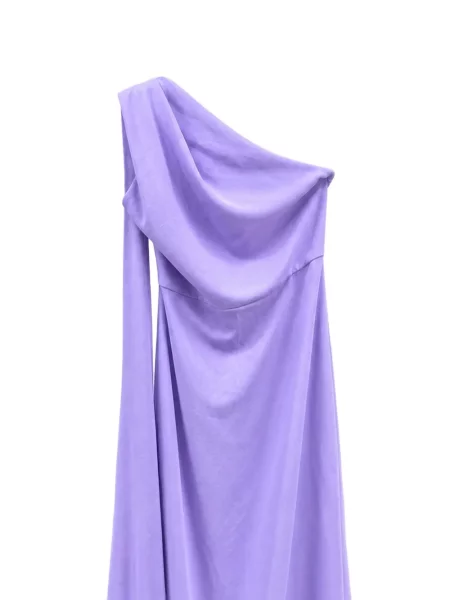 Rochie maxi Solace London drapată cu un umăr gol violet