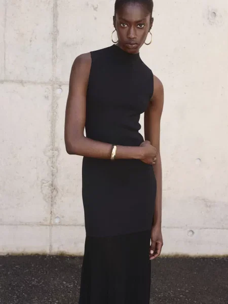 Сукня максі MANGO віскоза/поліамід чорний