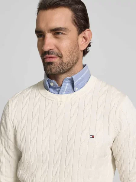 Tommy Hilfiger sweter beżowy lekki biały