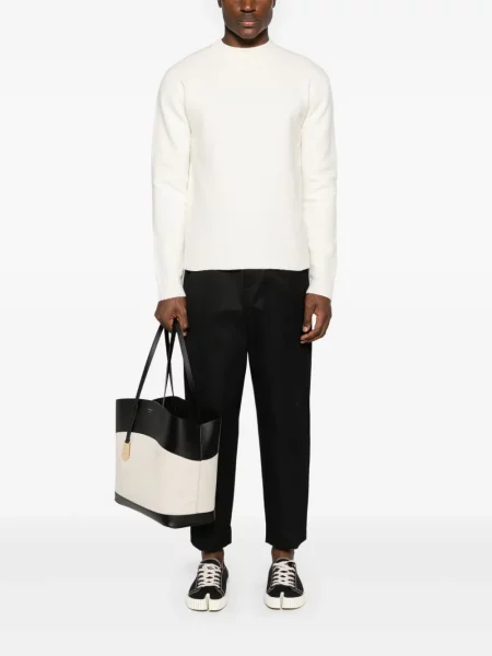 Sweter Jil Sander wełniany z okrągłym dekoltem biały