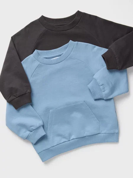 Sinsay Mikina typu crewneck 2 pack modrá