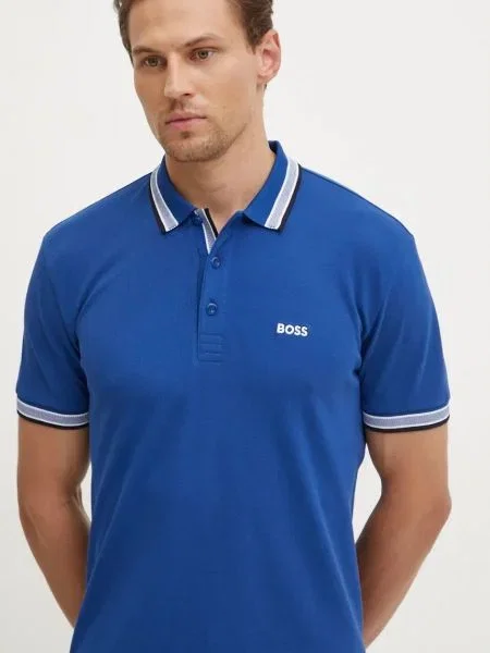 BOSS Green polo niebieski