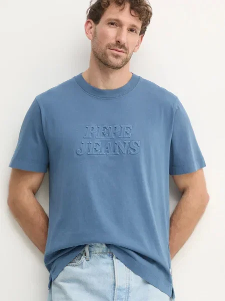Тениска Pepe Jeans DARIUS TEE с апликация синьо