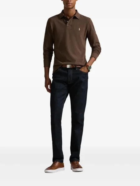 Dlouhá pruhovaná s límcem kšiltovka Polo Ralph Lauren modrá