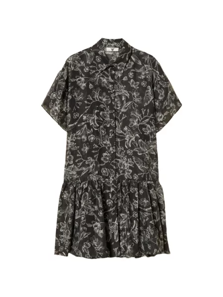 Rochie cu volane Twinset cu model floral cu volane de costum negru