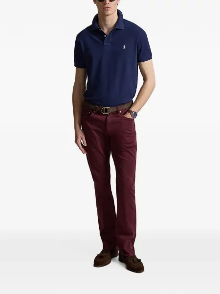 Dugo mrežasta polo majica Polo Ralph Lauren s kapuljačom crna