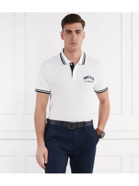 Tommy Jeans Polo TIPPING alb
