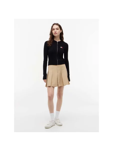 Geacă de blugi Tommy Jeans cu glugă negru